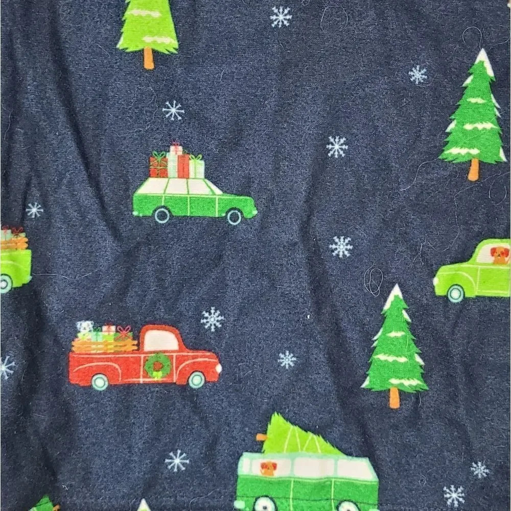 Christmas Navy Blue Car/Trucks Flannel Pajamas Baby 18M Matching PJs Sleep Set